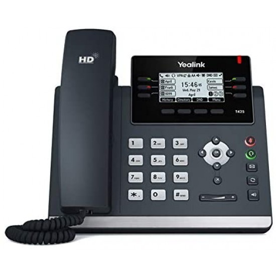 Yealink SIP-T42S 12 Lines. 2.7-Inch Graphical Display. Dual-Port Gigabit Ethernet, 802.3af PoE, Power Adapter Not Included