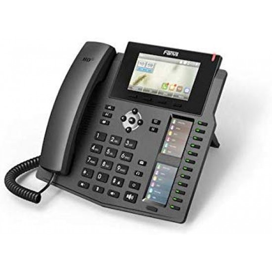 Fanvil X6 High-End VoIP Phone, 4.3-Inch Color Display, Two 2.8-Inch Side Color Displays for DSS Keys. 20 SIP Lines, Dual-port Gigabit Ethernet, Power Adapter Not Included