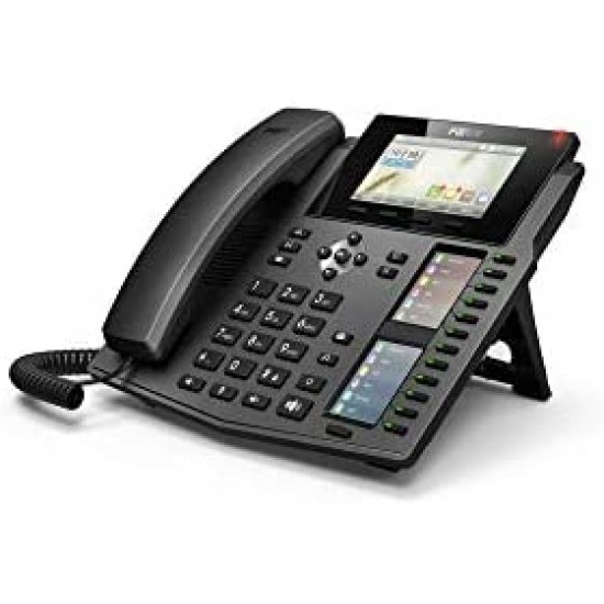 Fanvil X6 High-End VoIP Phone, 4.3-Inch Color Display, Two 2.8-Inch Side Color Displays for DSS Keys. 20 SIP Lines, Dual-port Gigabit Ethernet, Power Adapter Not Included